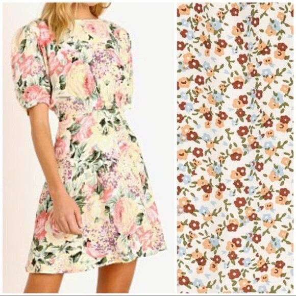 Faithfull The Brand Sidonie Aurelia Floral Off White Chestnut Mini Dress NWT 2 - Picture 6 of 16